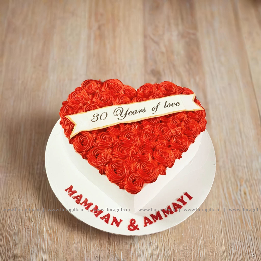 Heart Shape Anniversary Cake