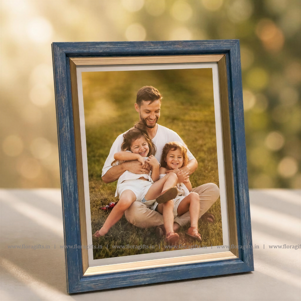 Vintage Slate Blue Wooden Photo Frame
