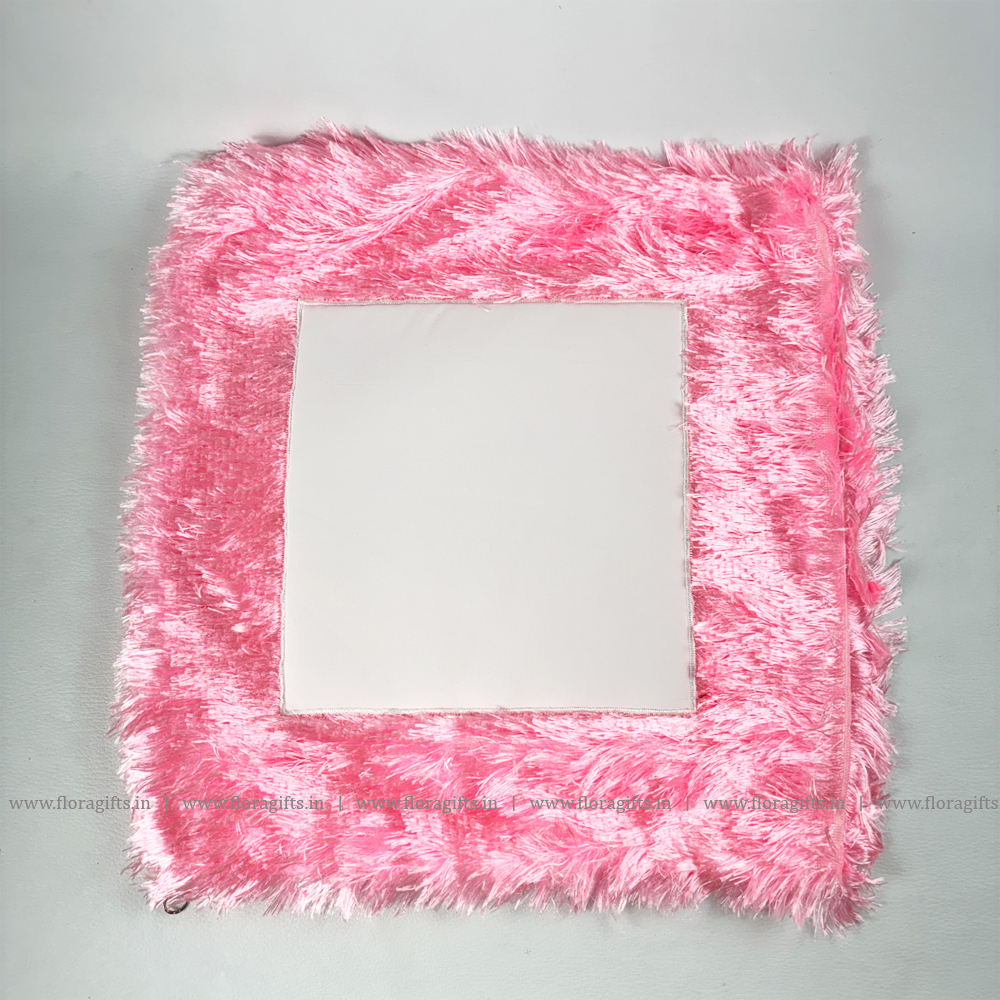 Square Fur Cushion Pink