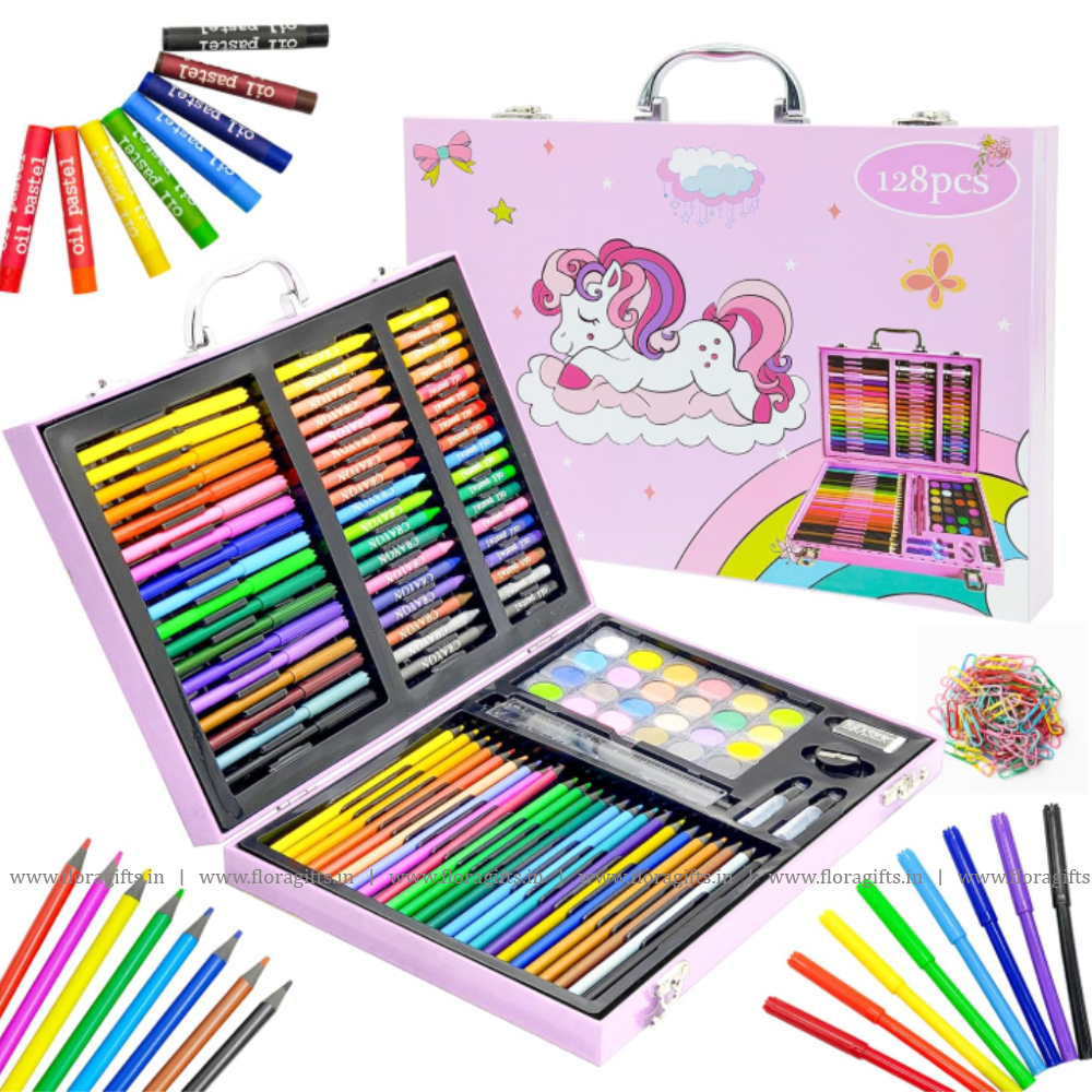128 Pcs Unicorn Theme Drawing and Painting Kit