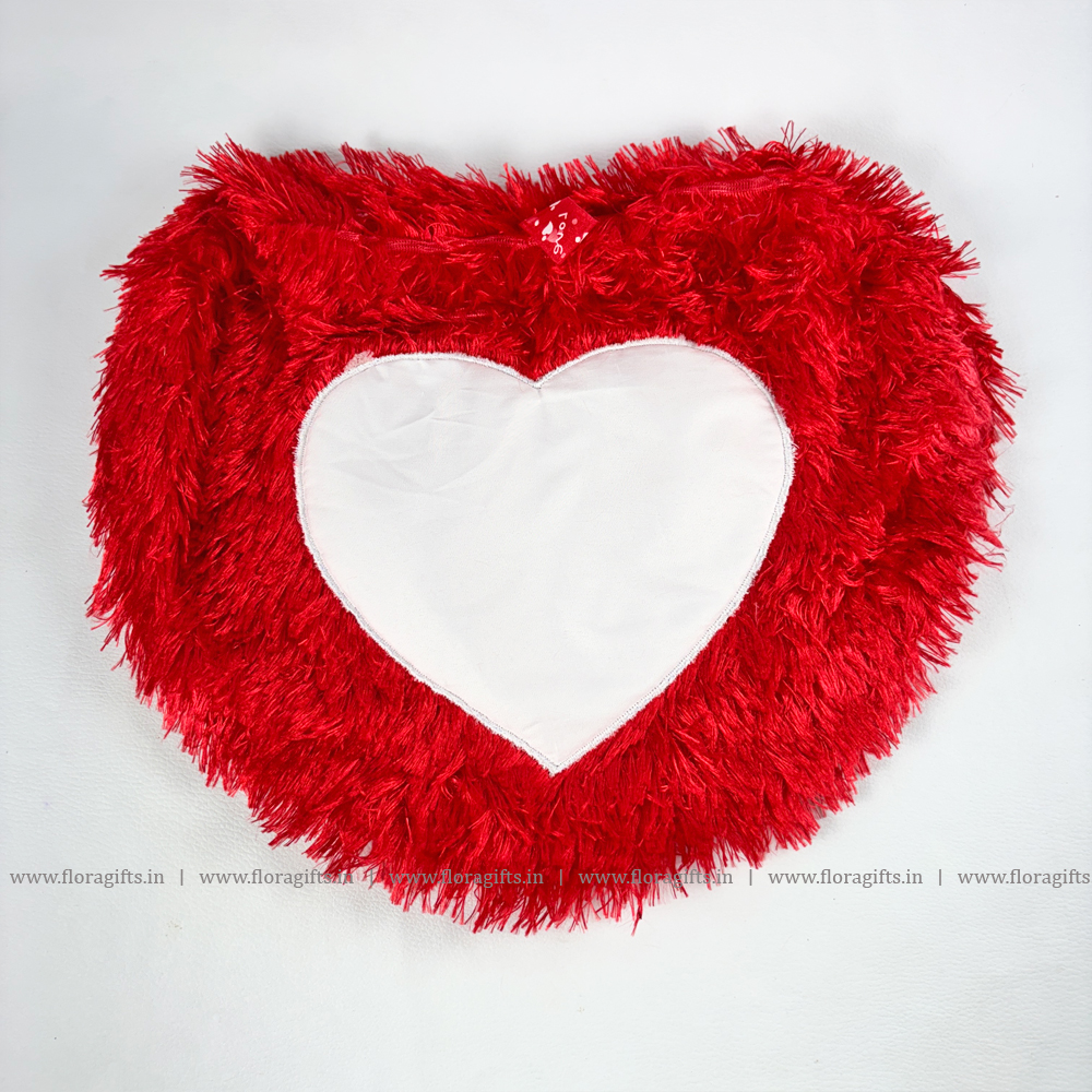 Heart Shape Fur Cushion Red