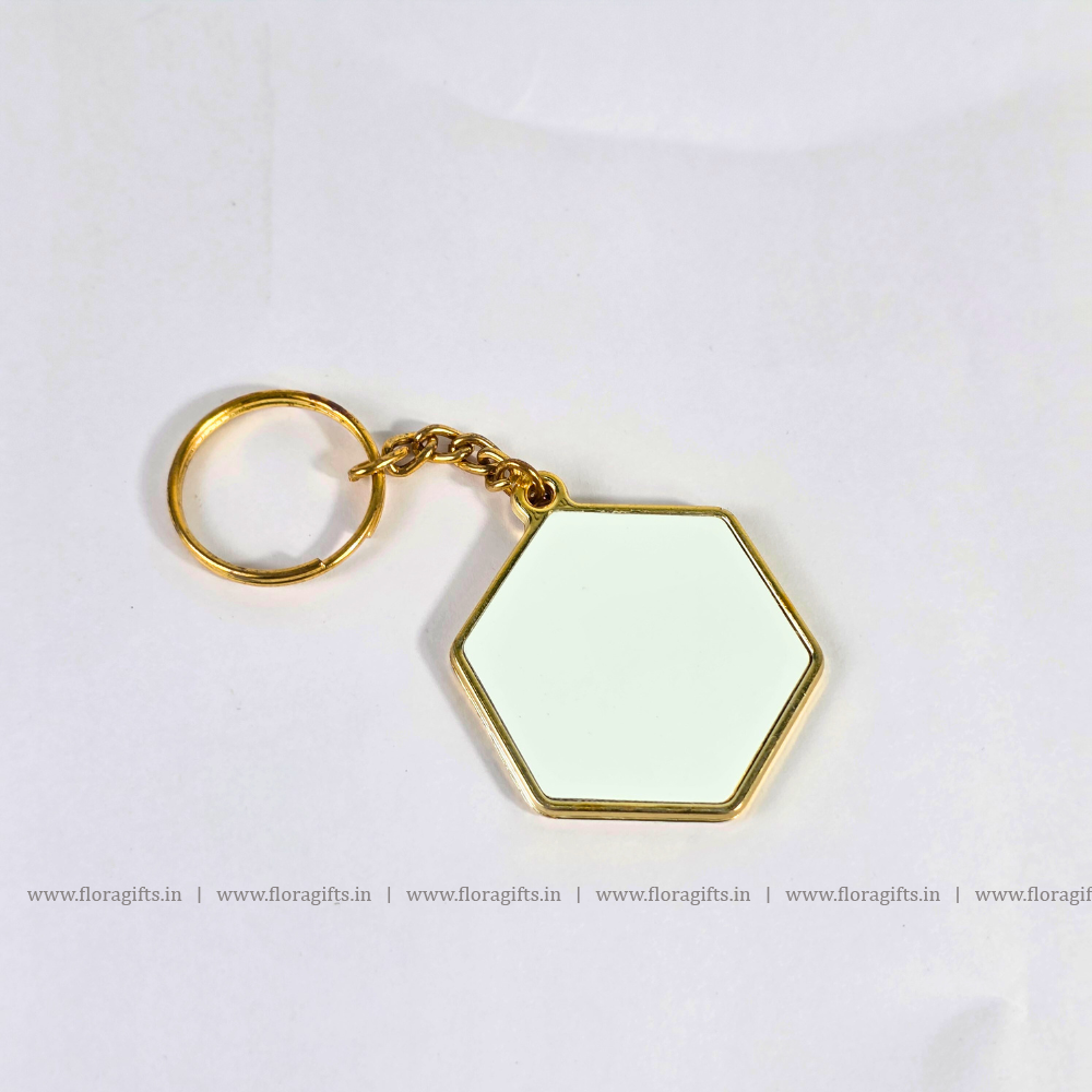 Hexagonal Keychain, Gold, 2 side.