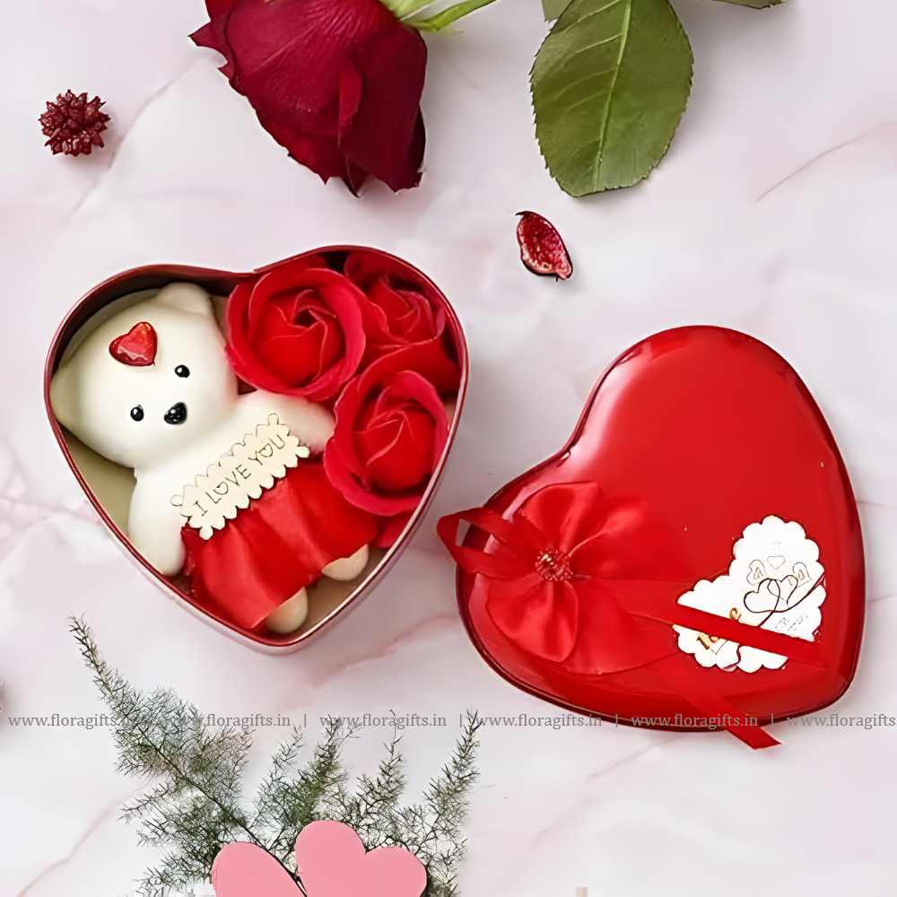 Valentine Gift Box with Teddy Bear Gift I Love You Message