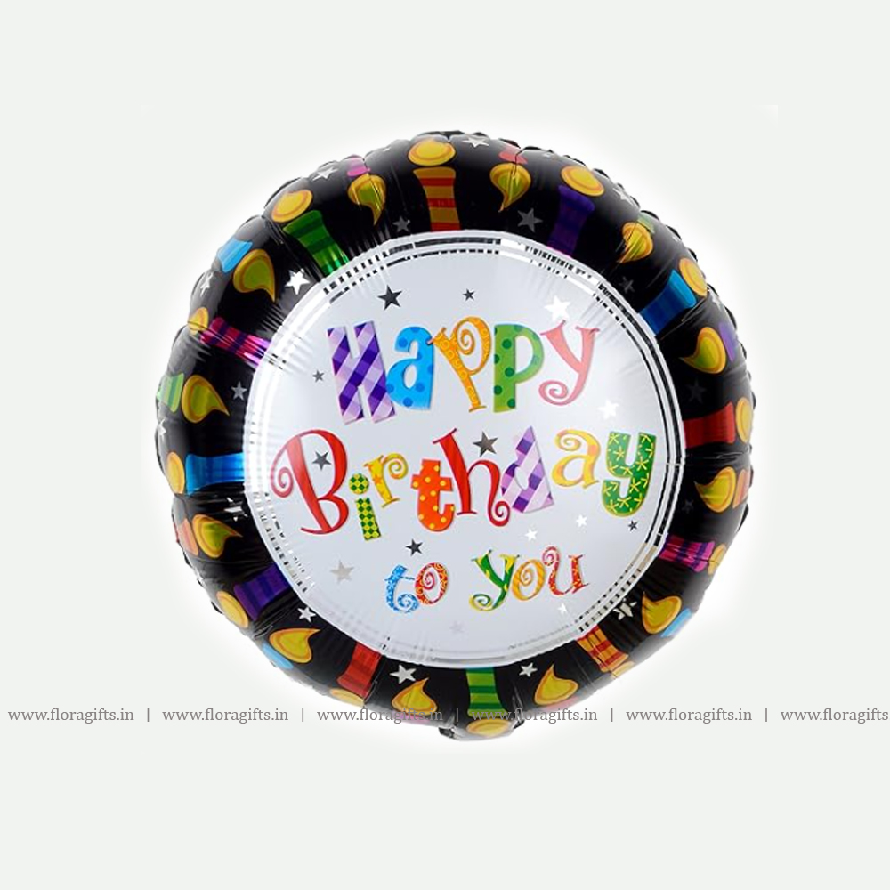 Happy Birthday Round Foil Balloon, Black