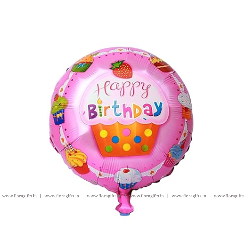 Happy Birthday Round Foil Balloon, Pink