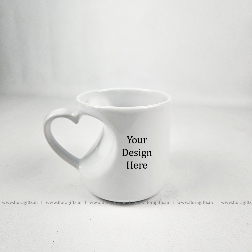 White Heart Handle Mug