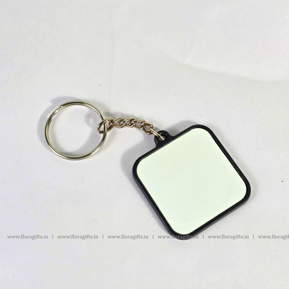 Square Keychain, Black, 2 Side