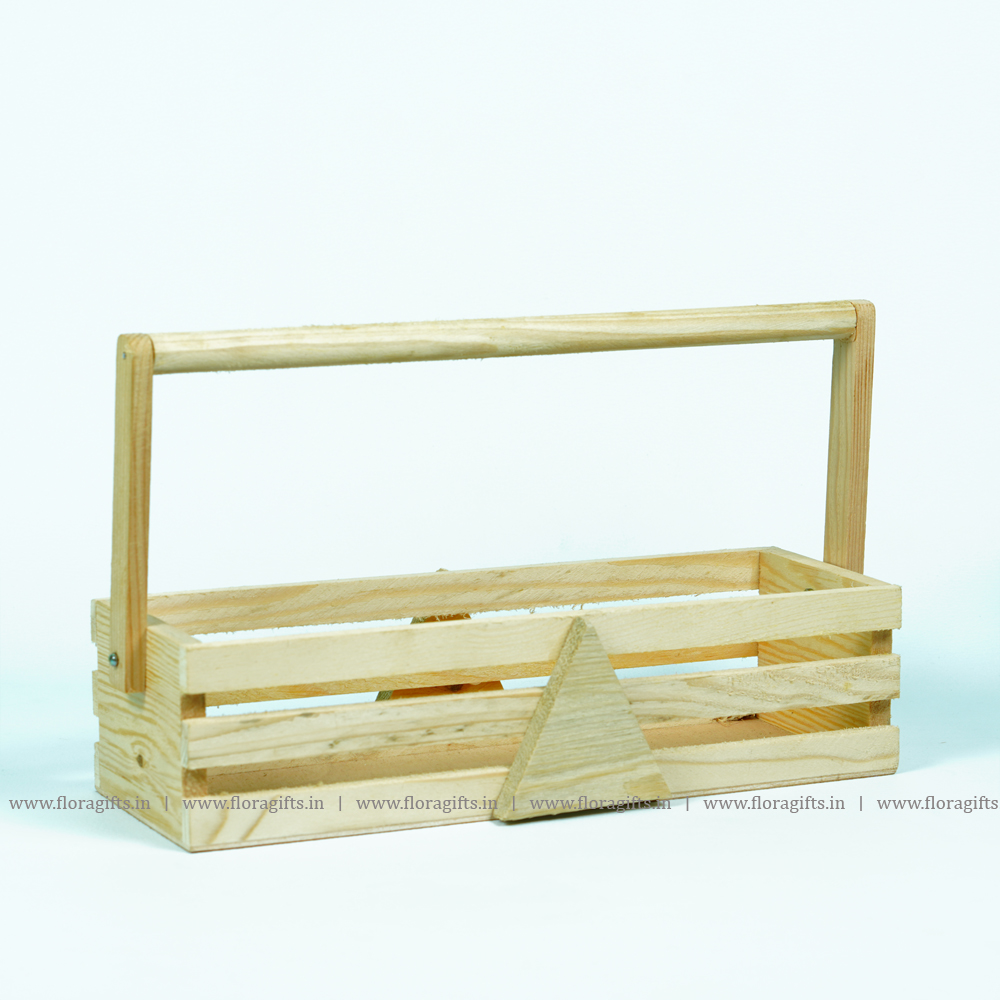 Pine Wood Rectangle Box With Handle