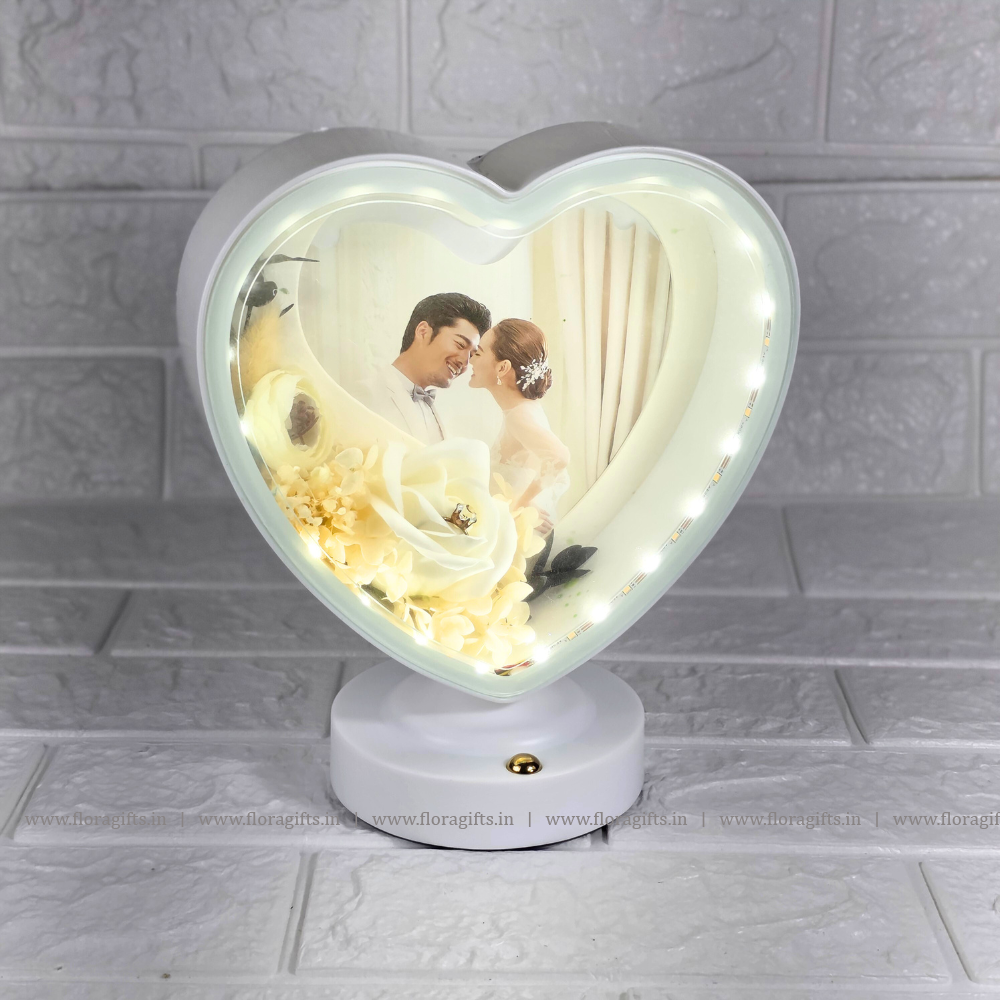 White Blooming Heart Frame