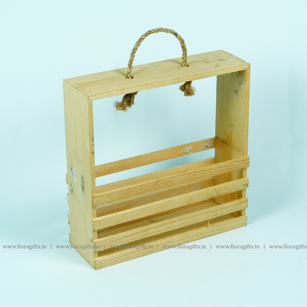 Pine Wood box With Hanging Rope