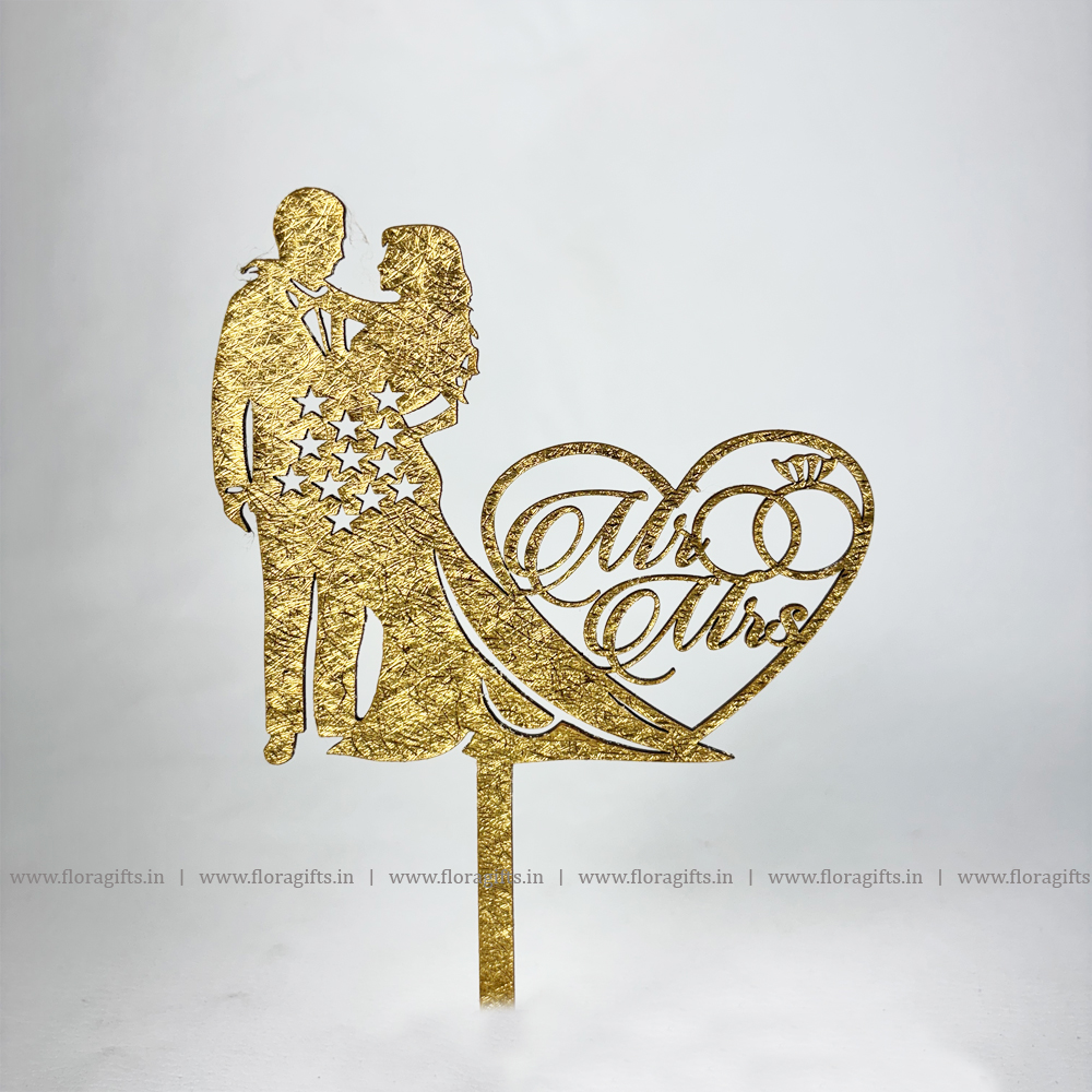 Mr & Mrs Mat Gold Cake Topper