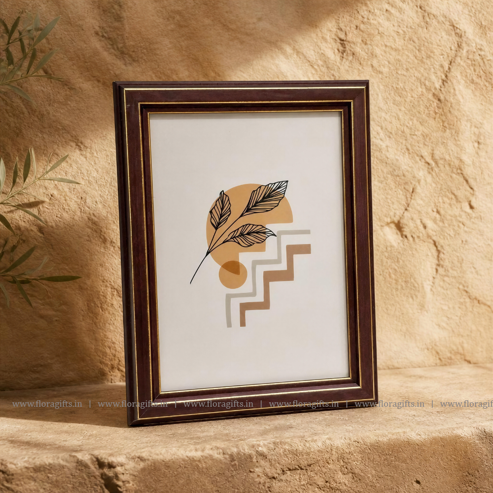 Mahogany & Gold Trim Wooden Photo Frame